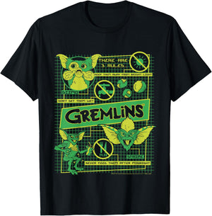 Kids Gremlins Three Rules Schematics T-Shirt - T-Shirt | Black