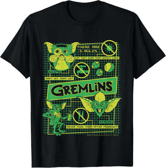 Kids Gremlins Three Rules Schematics T-Shirt - T-Shirt | Black