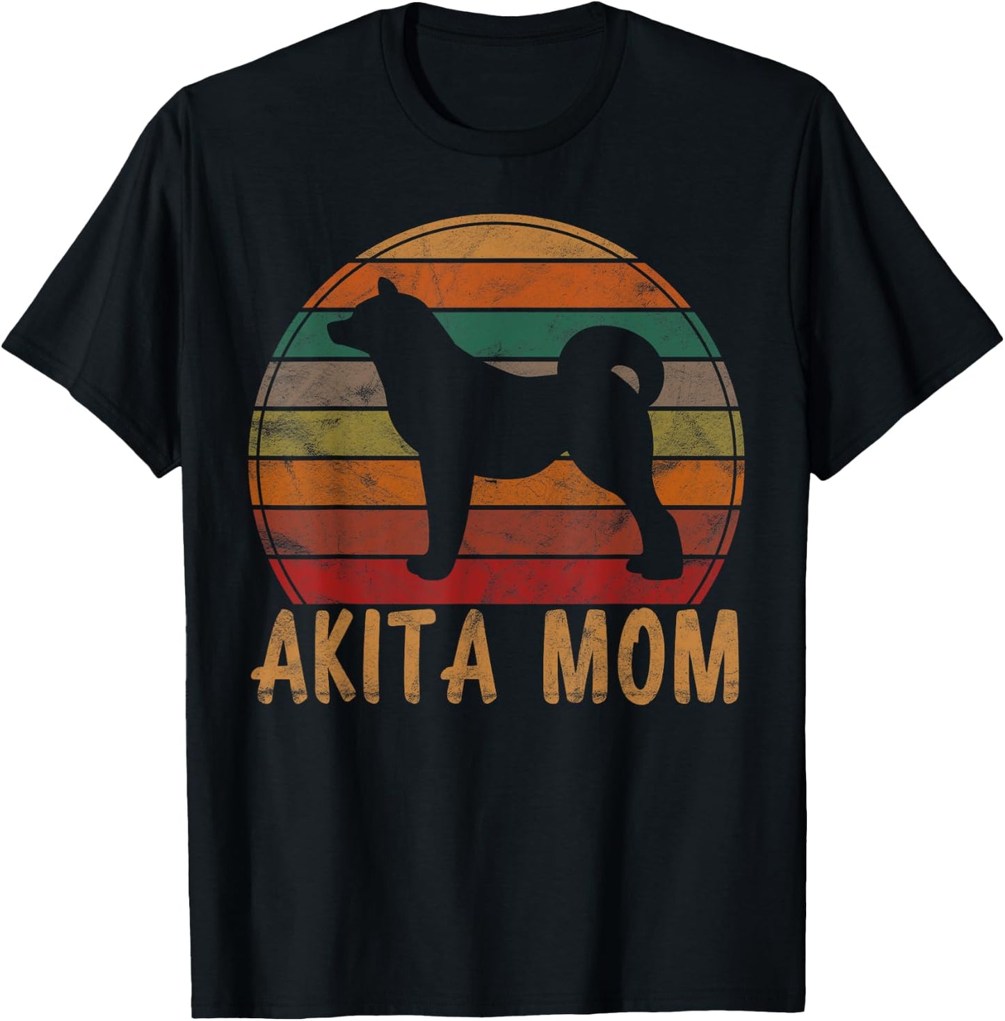 Retro Akita Mom Gift Akita Dog Owner Mother Pet Mama T-Shirt - T-Shirt | Black