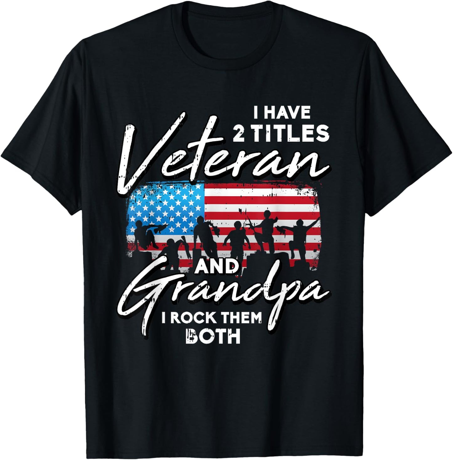 Veteran Grandpa American Flag Two Titles Grandfather Gifts Kids Men T-Shirt - T-Shirt | Black