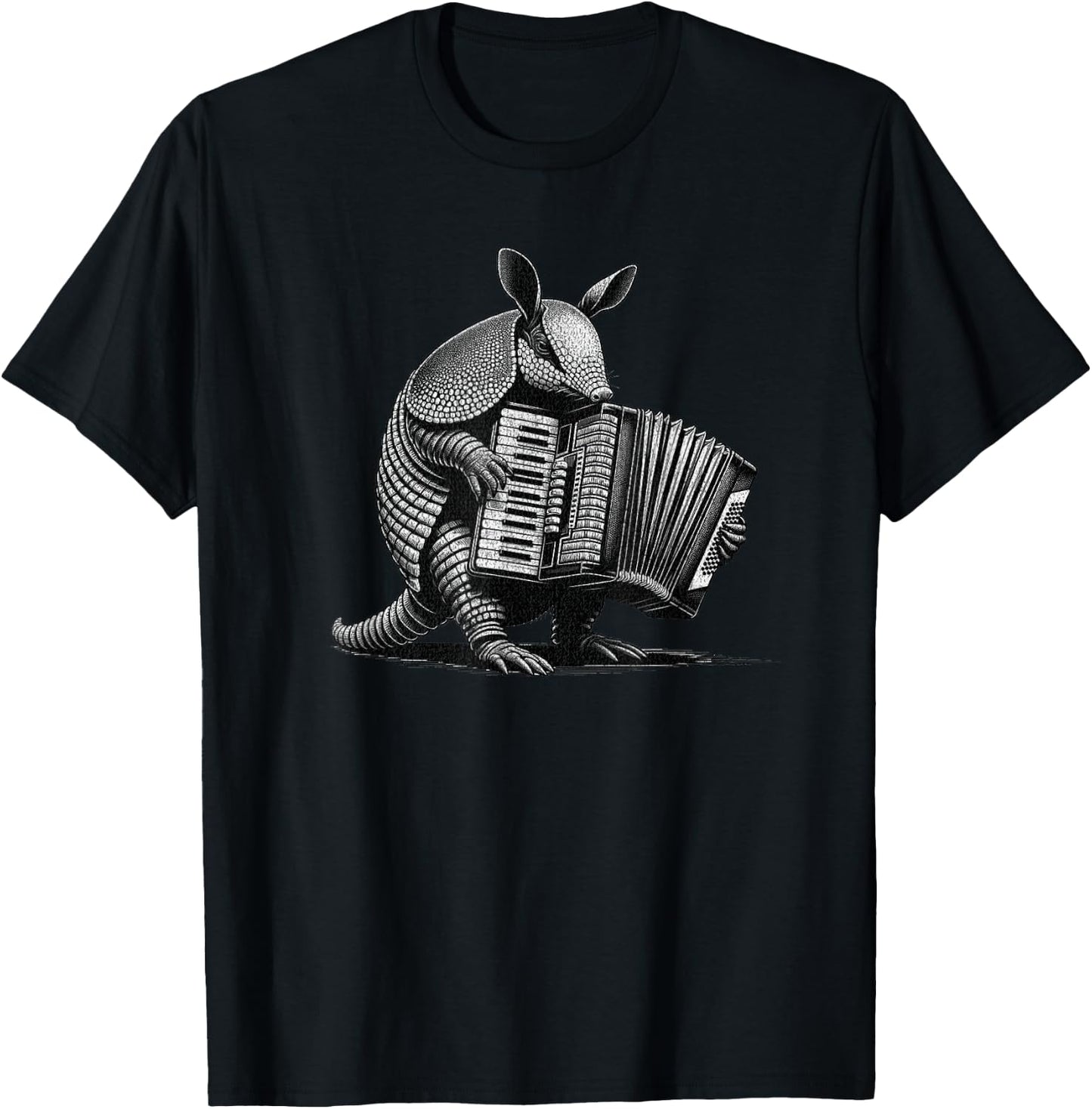 Armadillo playing the accordion, Funny Animals, Musicians T-Shirt - T-Shirt | Black