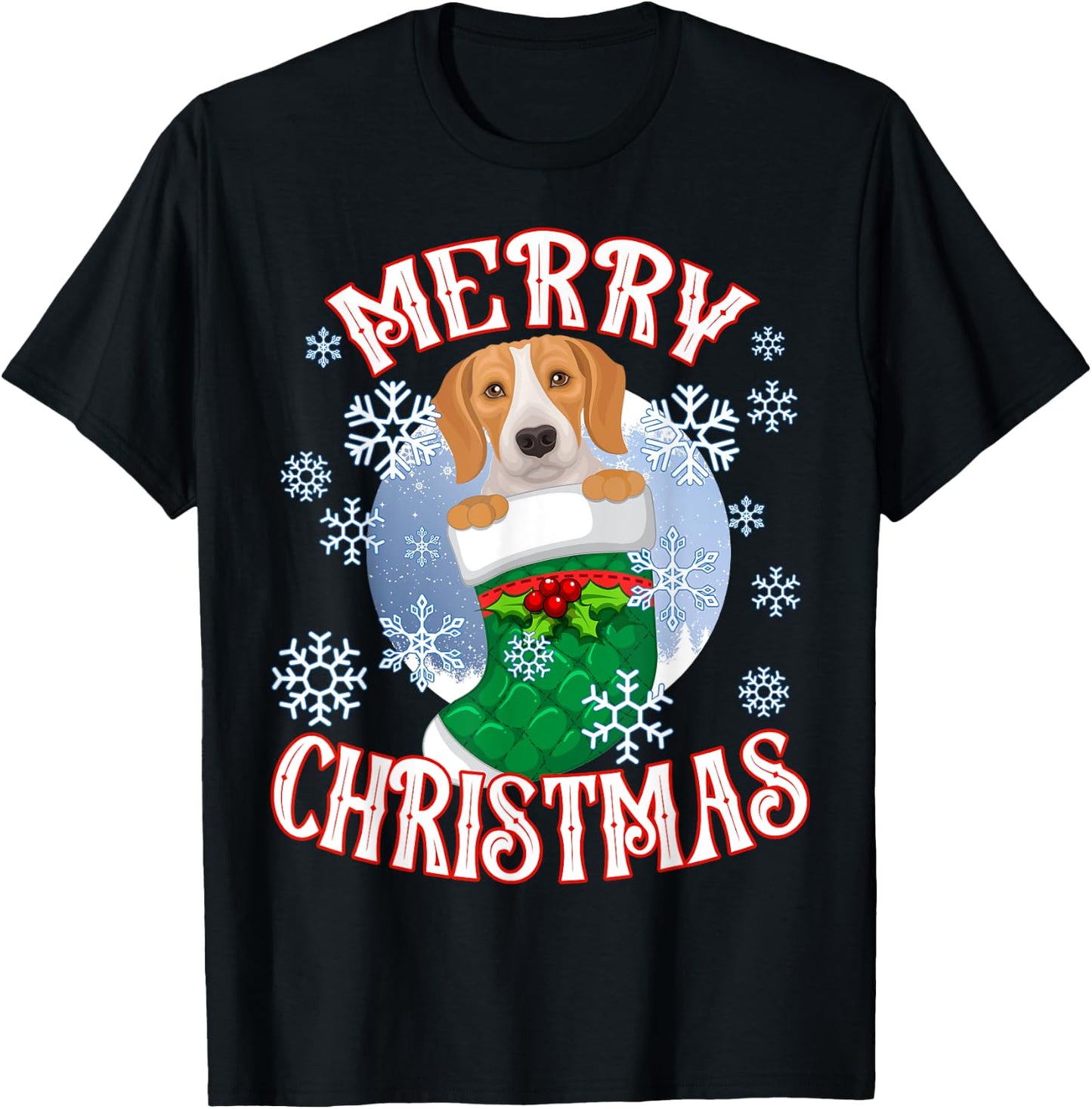 Beagle Cute Dog In A Christmas Stocking Stuffer Women Kids T-Shirt - T-Shirt | Black