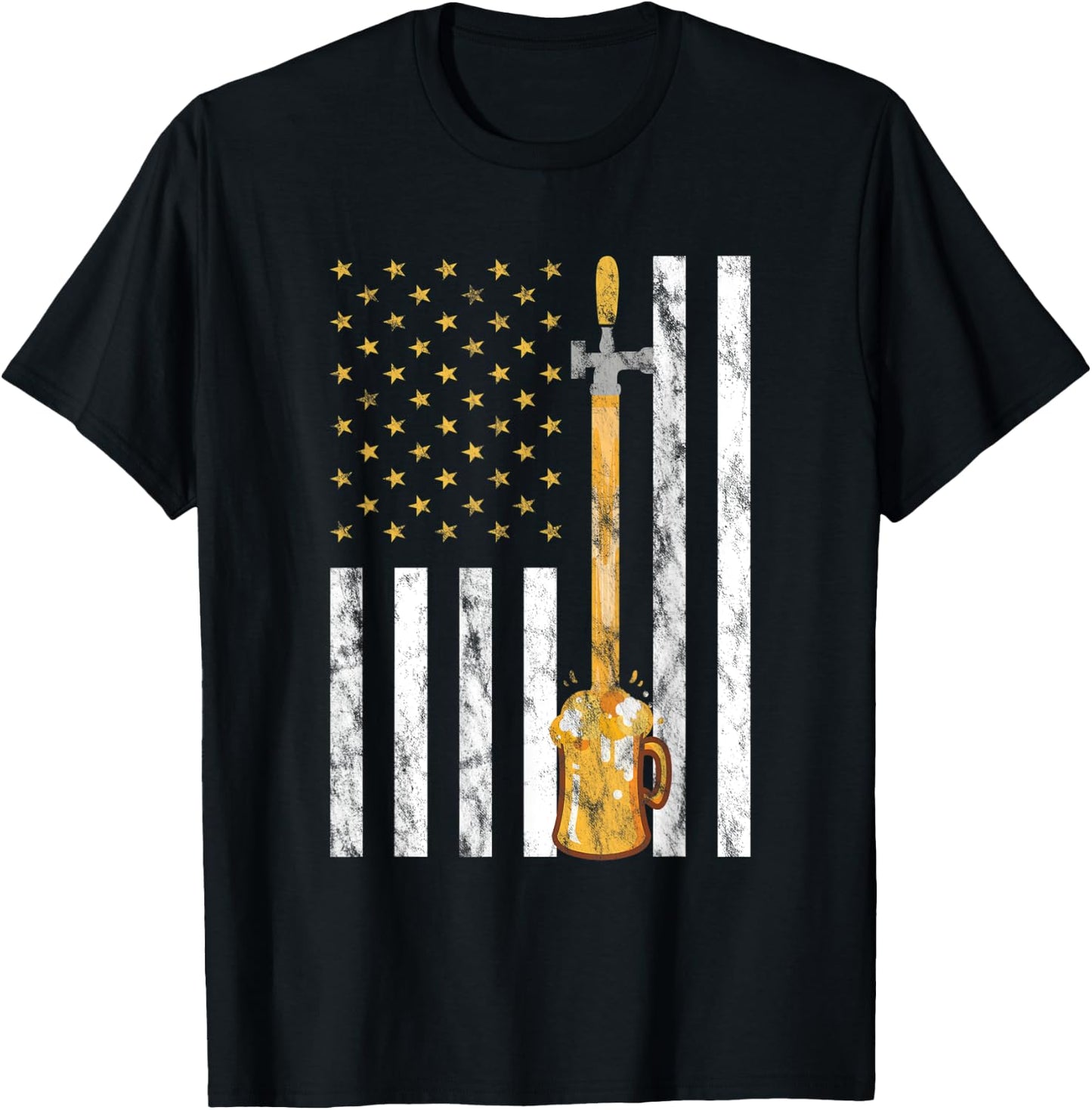 Craft Beer American Flag - USA 4th July Brewery Men T-Shirt - T-Shirt | Black