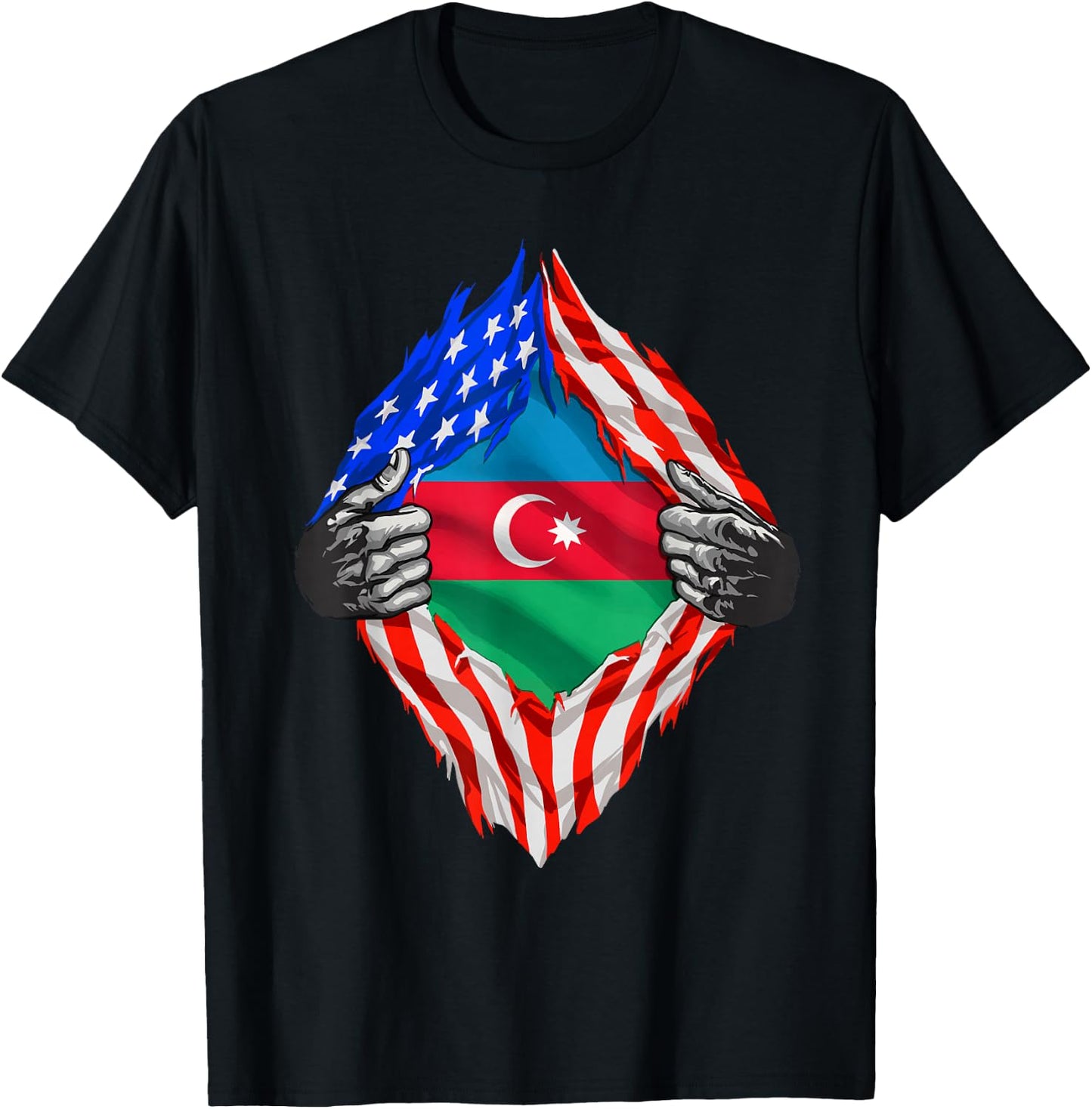 Azerbaijan Shirt USA Azerbaijan Flag Azerbaijani Roots T-Shirt - T-Shirt | Black