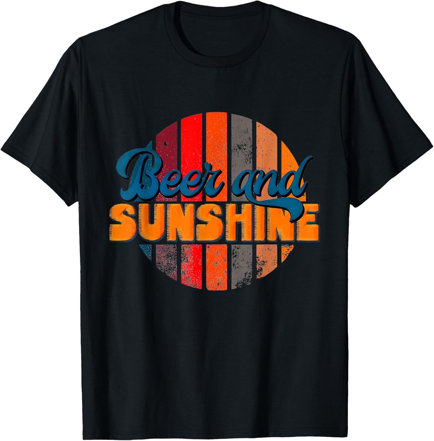 Funny Summer Vacation Beers and Sunshine Retro Beach T-Shirt - T-Shirt | Black