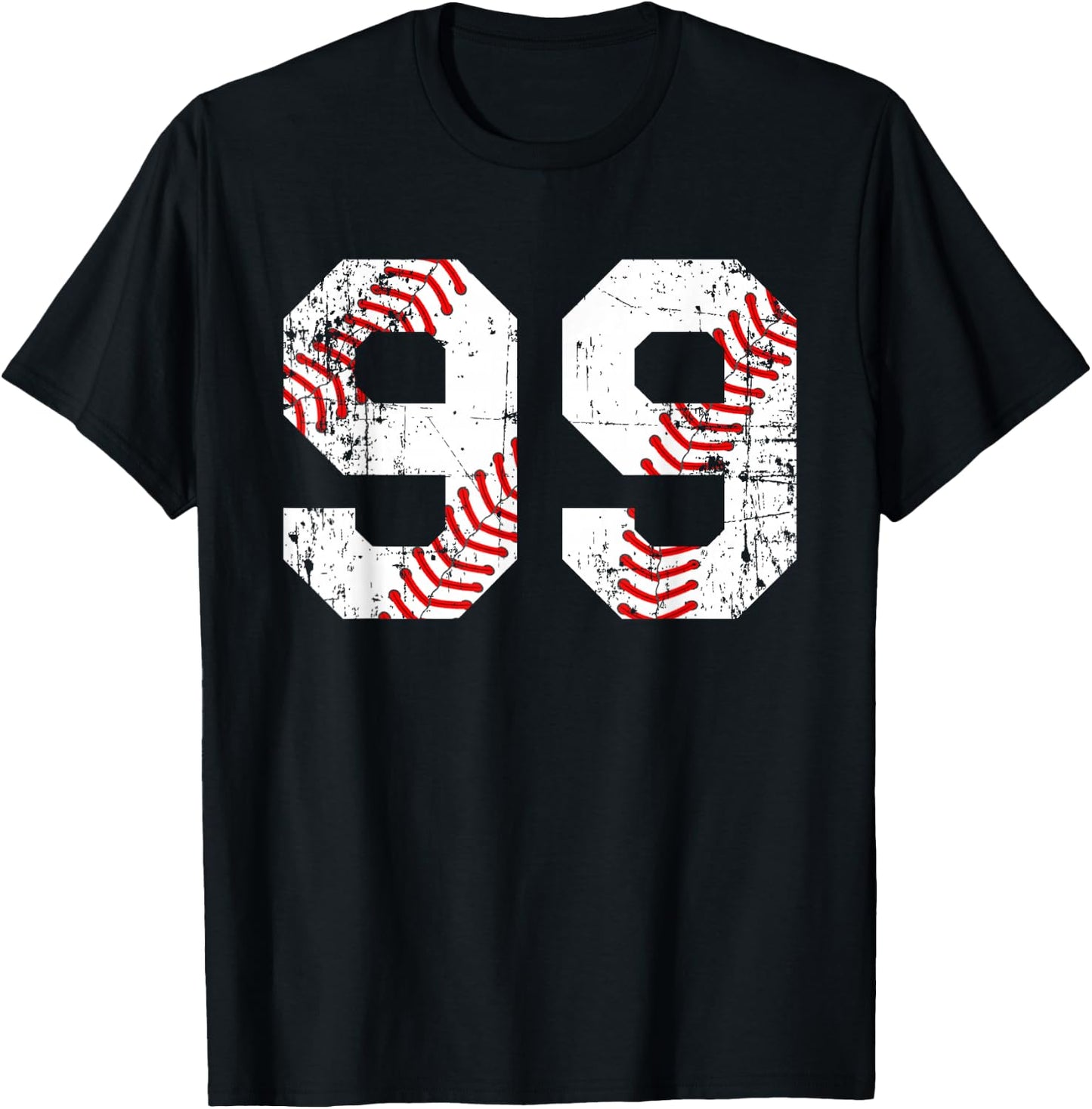 Vintage Baseball 99 Jersey Number T-Shirt - T-Shirt | Black