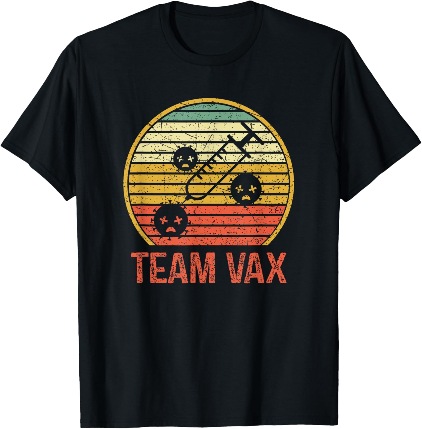 Team Vax Vaccination Retro Vintage Pro Vaccine T-Shirt - T-Shirt | Black