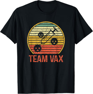 Team Vax Vaccination Retro Vintage Pro Vaccine T-Shirt - T-Shirt | Black