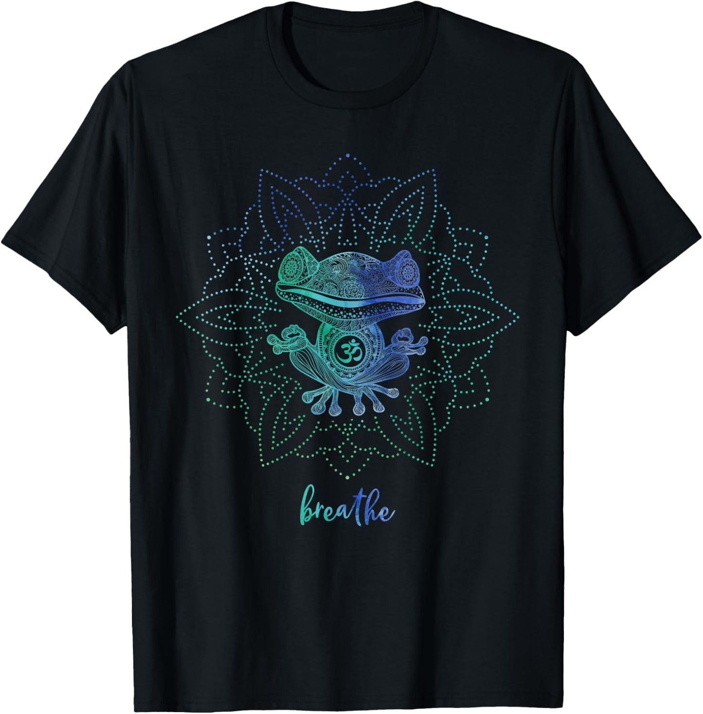 Om Zen Yoga Animal Spiritual Pose Relax Meditating Frog T-Shirt - T-Shirt | Black