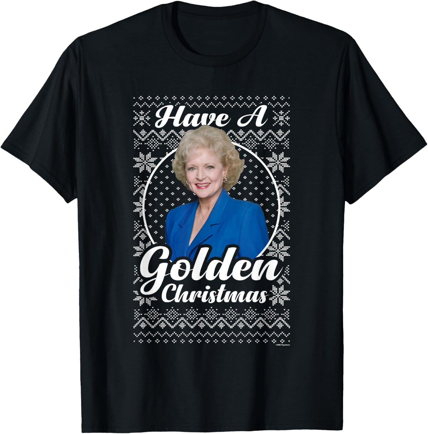 The Golden Girls Iconic Rose Have A Golden Christmas Logo T-Shirt - T-Shirt | Black