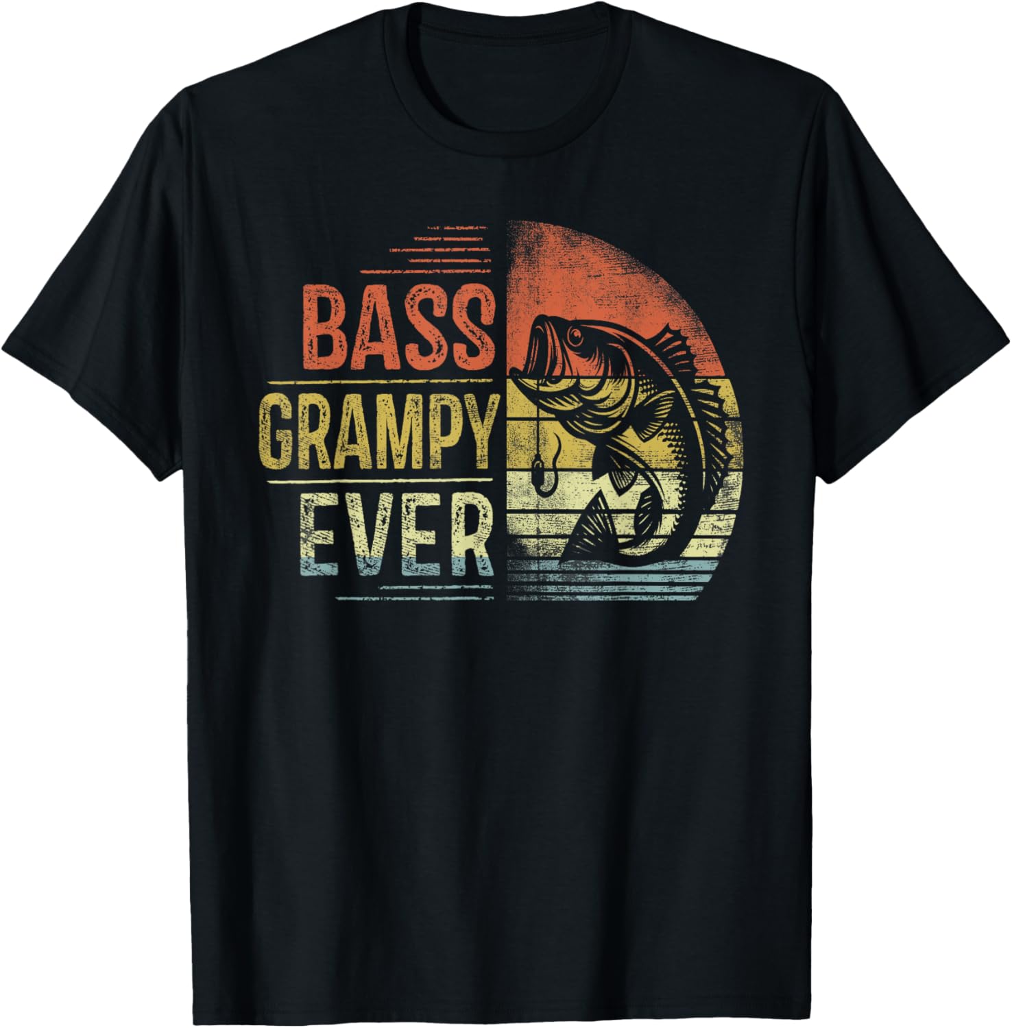 Bass Grampy Ever Fishing Gifts Grampy Birthday Vintage T-Shirt - T-Shirt | Black