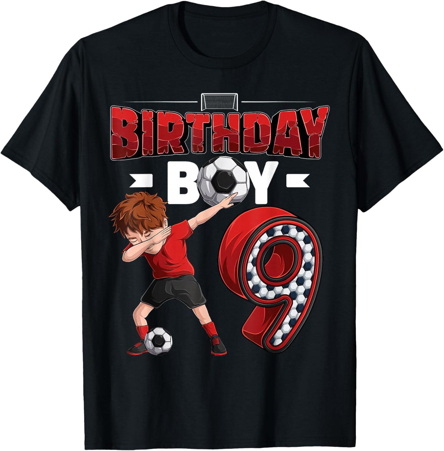 Dabbing boy 9 Year Old Soccer Player 9th Birthday Party T-Shirt - T-Shirt | Black