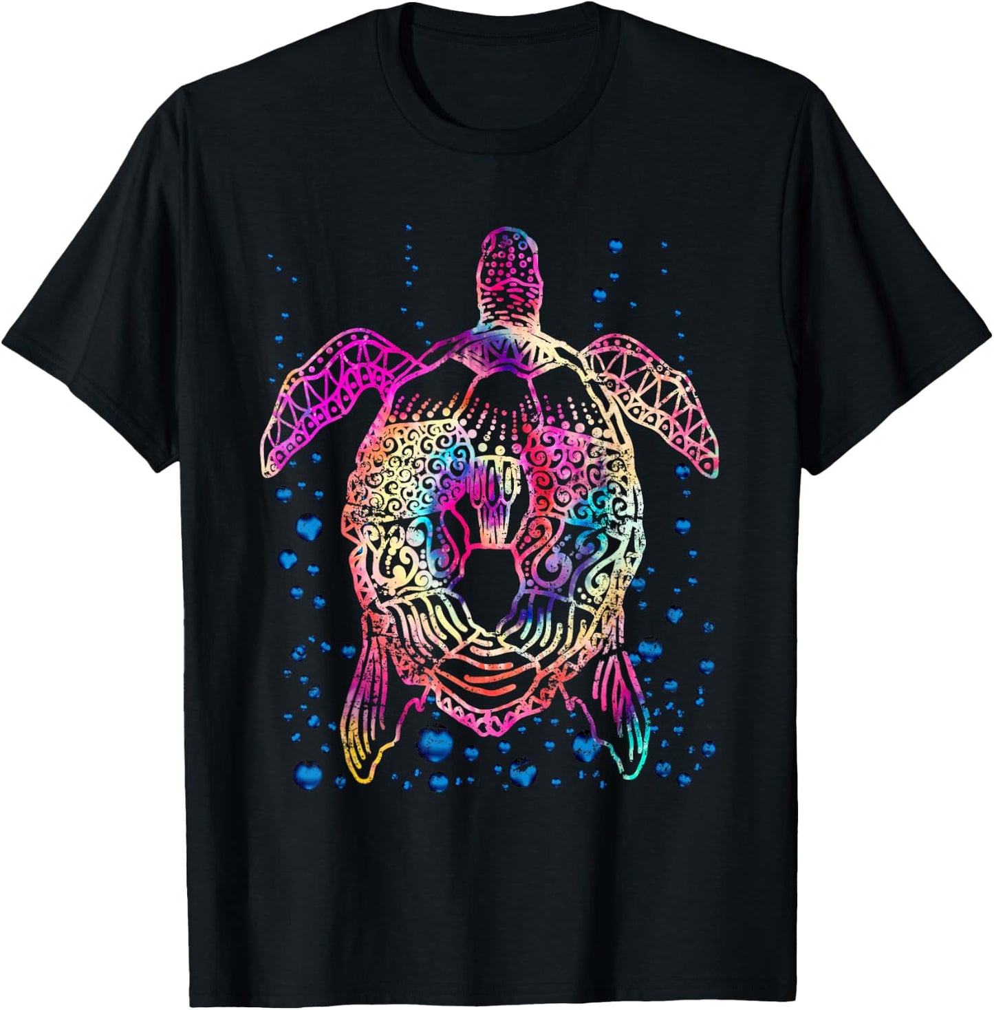 Ocean Animal Tie Dye Tribal Sea Animal Maori Turtle T-Shirt - T-Shirt | Black