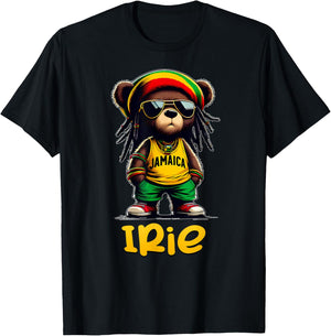 IRIE Rasta Reggae Teddy Bear Jamaica Patwa Jamaican Clothing T-Shirt - T-Shirt | Black