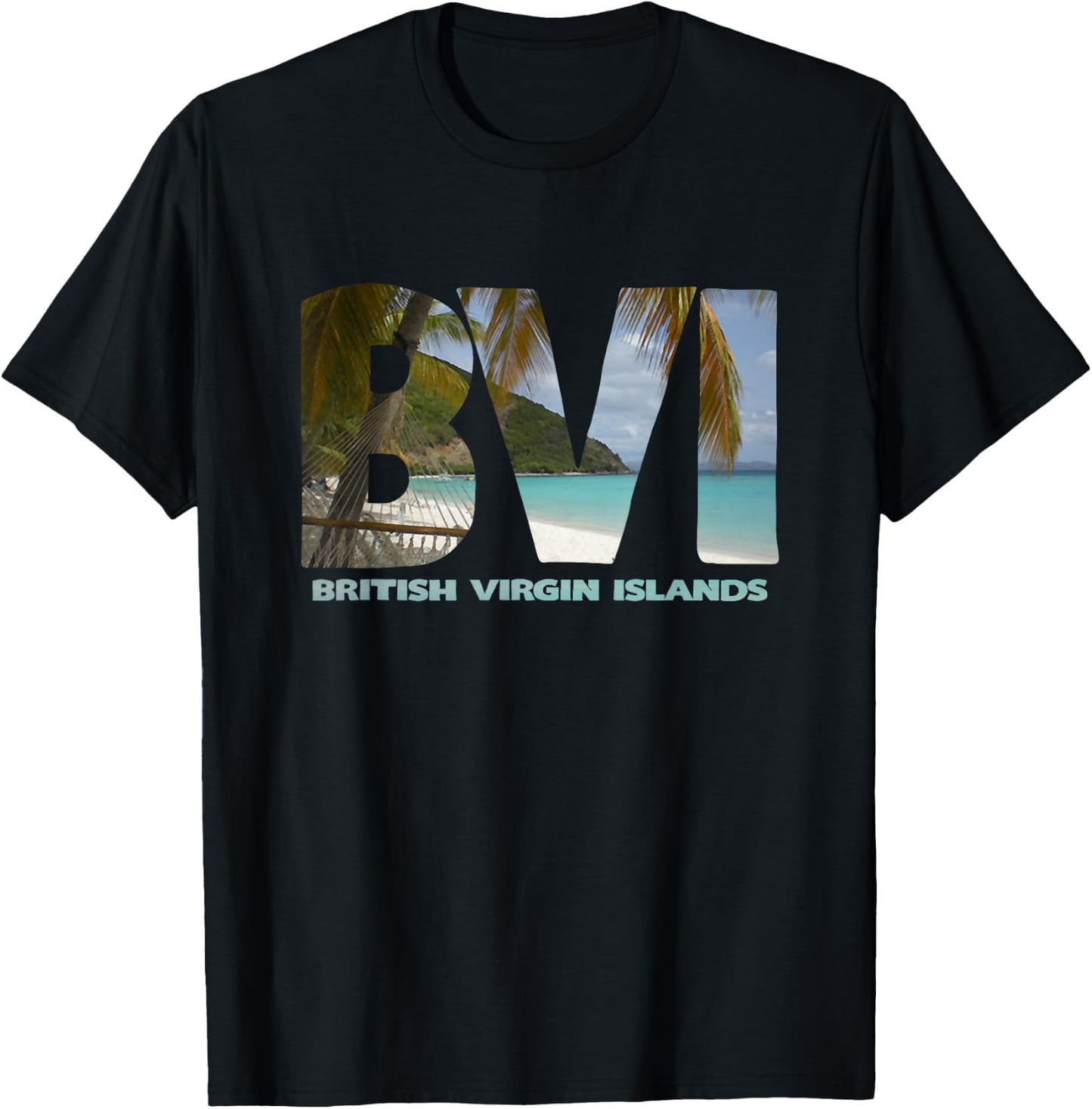 British Virgin Islands BVI Souvenir Beach & Palm Trees T-Shirt - T-Shirt | Black
