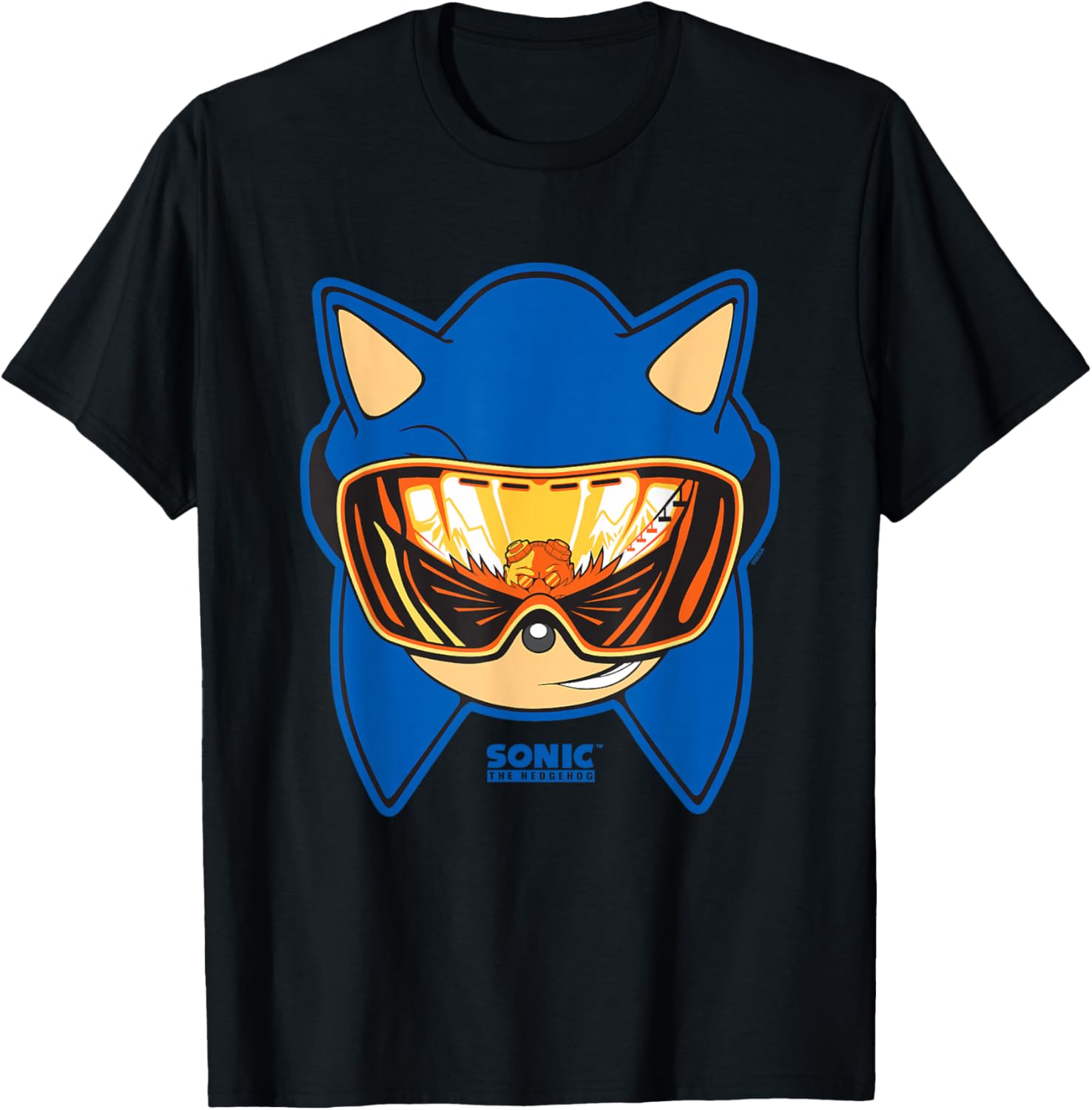 Sonic The Hedgehog Snowboarding Visor Cool Face Shot T-Shirt - T-Shirt | Black