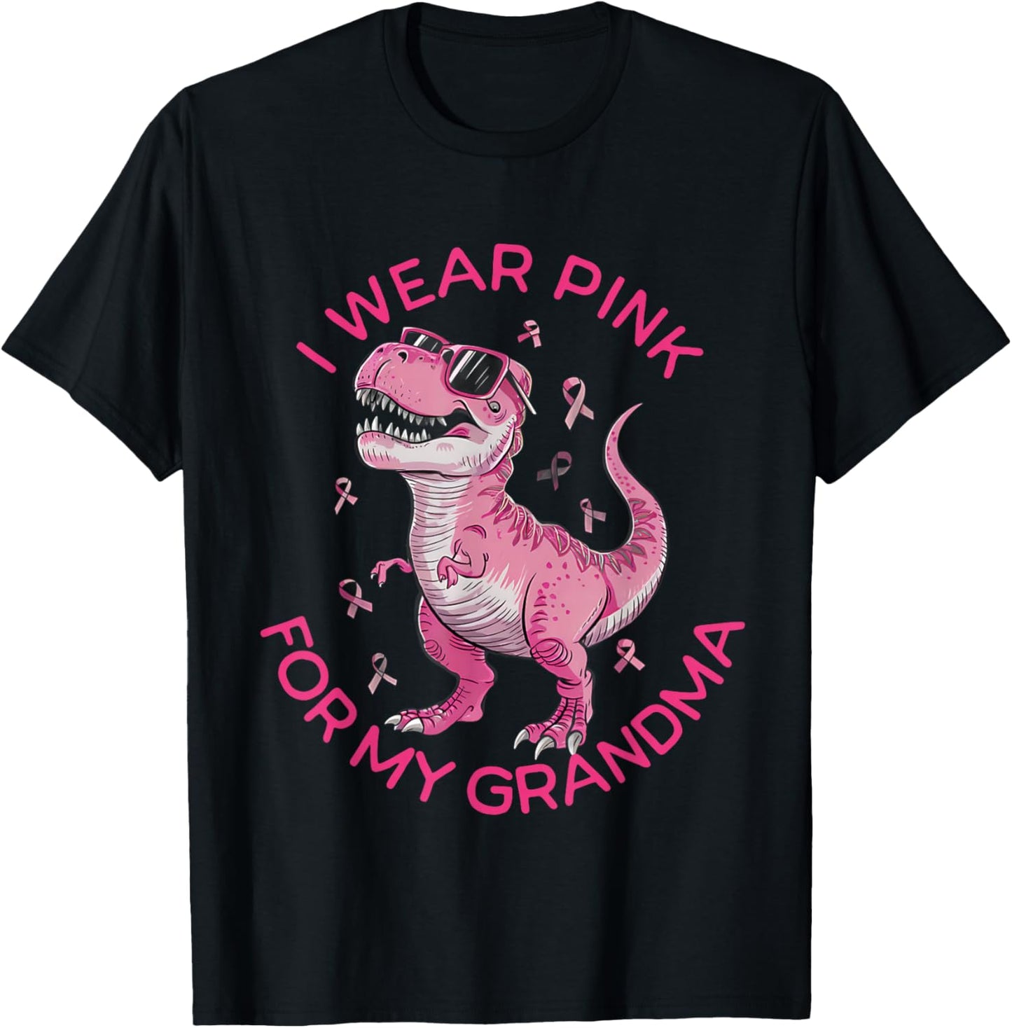 Kids Breast Cancer Awareness I Wear Pink For My Grandma T-Shirt - T-Shirt | Black