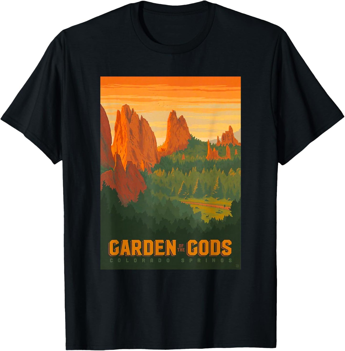 Colorado Springs Garden of The Gods Graphic Design T-Shirt - T-Shirt | Black