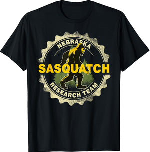 Nebraska Sasquatch Research Team Bigfoot Believer Fan T-Shirt - T-Shirt | Black