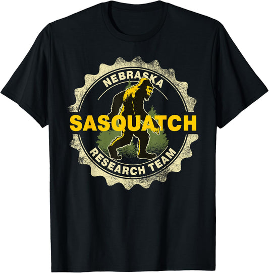 Nebraska Sasquatch Research Team Bigfoot Believer Fan T-Shirt - T-Shirt | Black