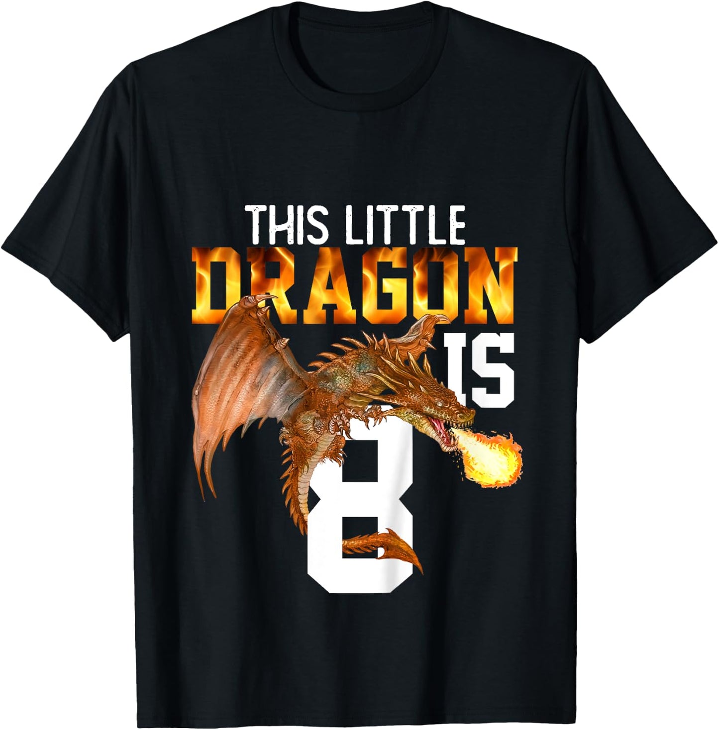 Turning 8 Year Old Birthday Gift Boy Dragon 8th Bday Girl T-Shirt - T-Shirt | Black