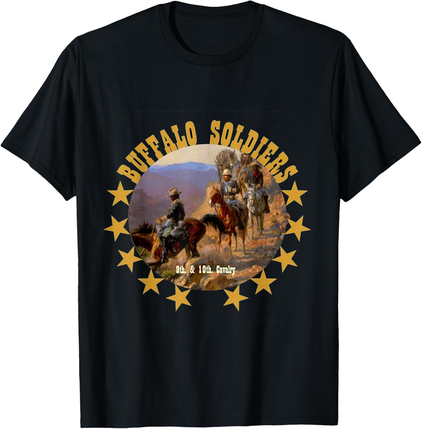 Buffalo Soldiers Tribute 9th 10th Cavalry African American T-Shirt - T-Shirt | Black