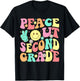 Peace Out Second Grade Groovy 2nd Grade Last Day of School T-Shirt - T-Shirt | Black