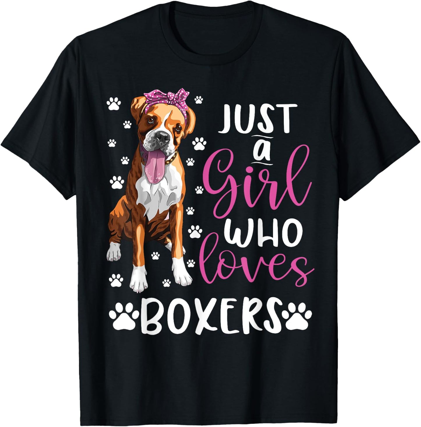 Boxer Just A Girl Who Loves Boxers Dogs Lover girls Gift T-Shirt - T-Shirt | Black