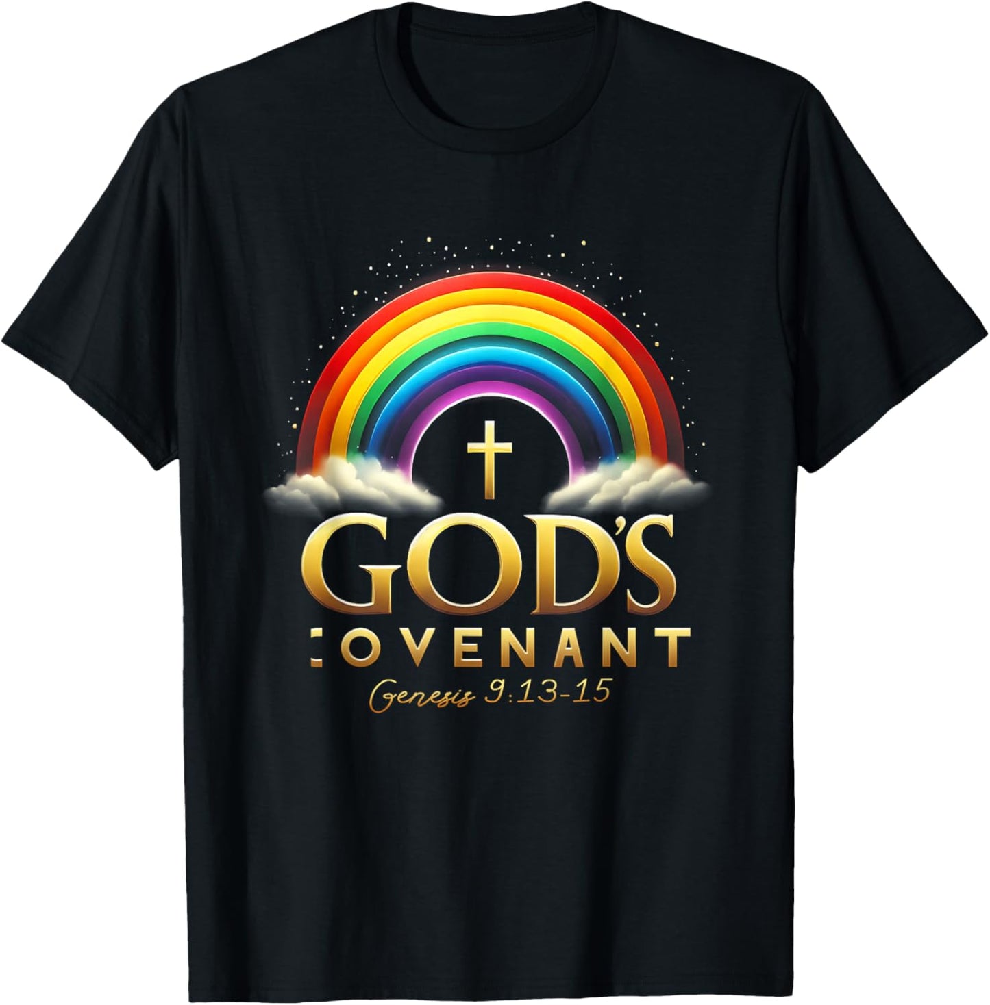 God's Covenant Genesis 9 13-15 Rainbow God's Believers Bible T-Shirt - T-Shirt | Black
