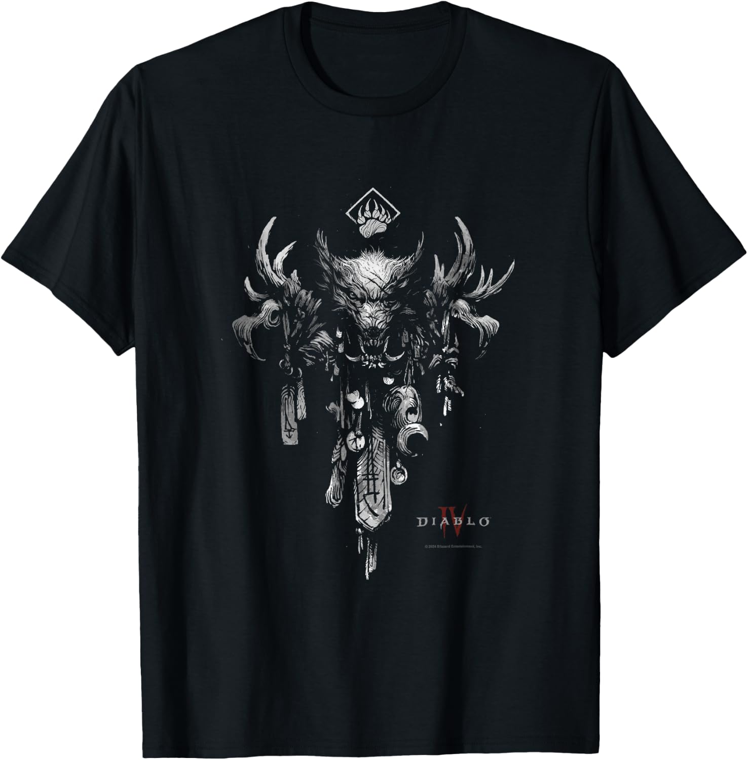 Diablo IV Druid Sigil Distressed White Armor T-Shirt - T-Shirt | Black