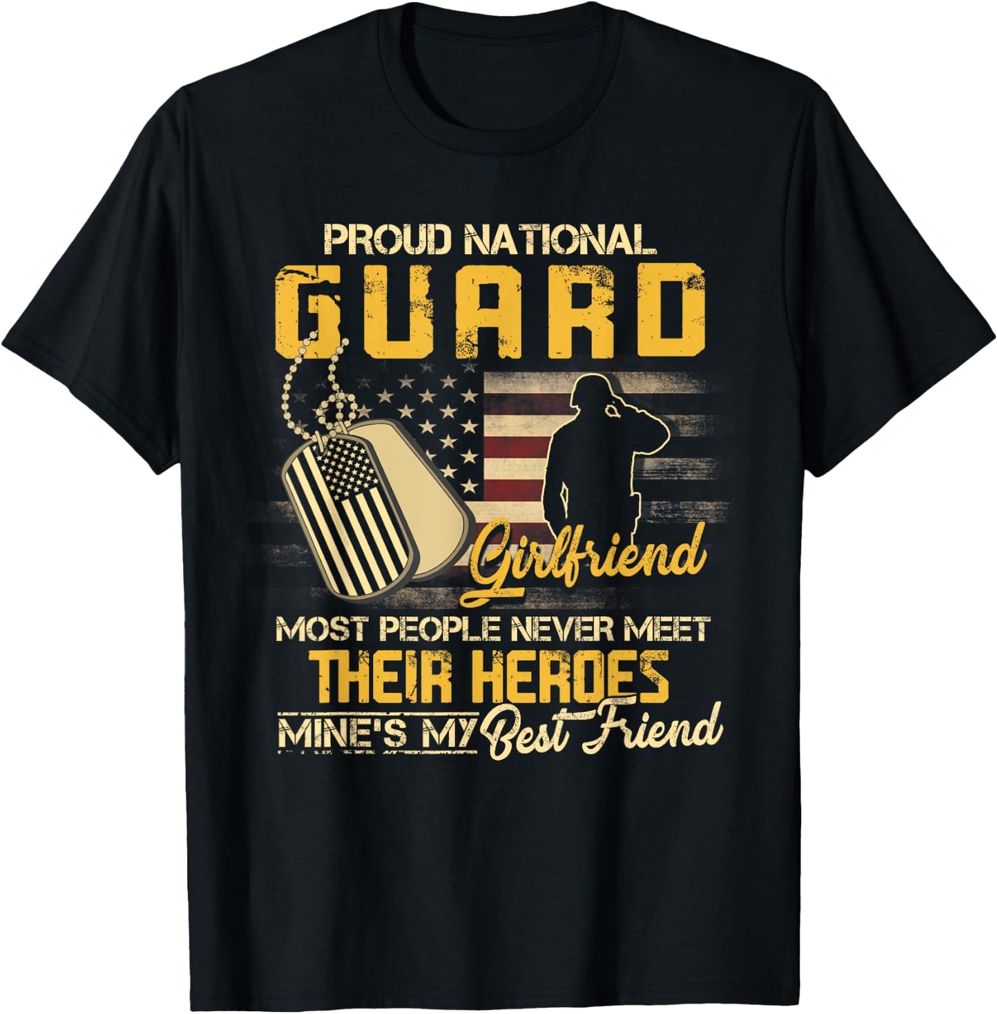 Proud National Guard Girlfriend Military Girlfriend T-Shirt - T-Shirt | Black