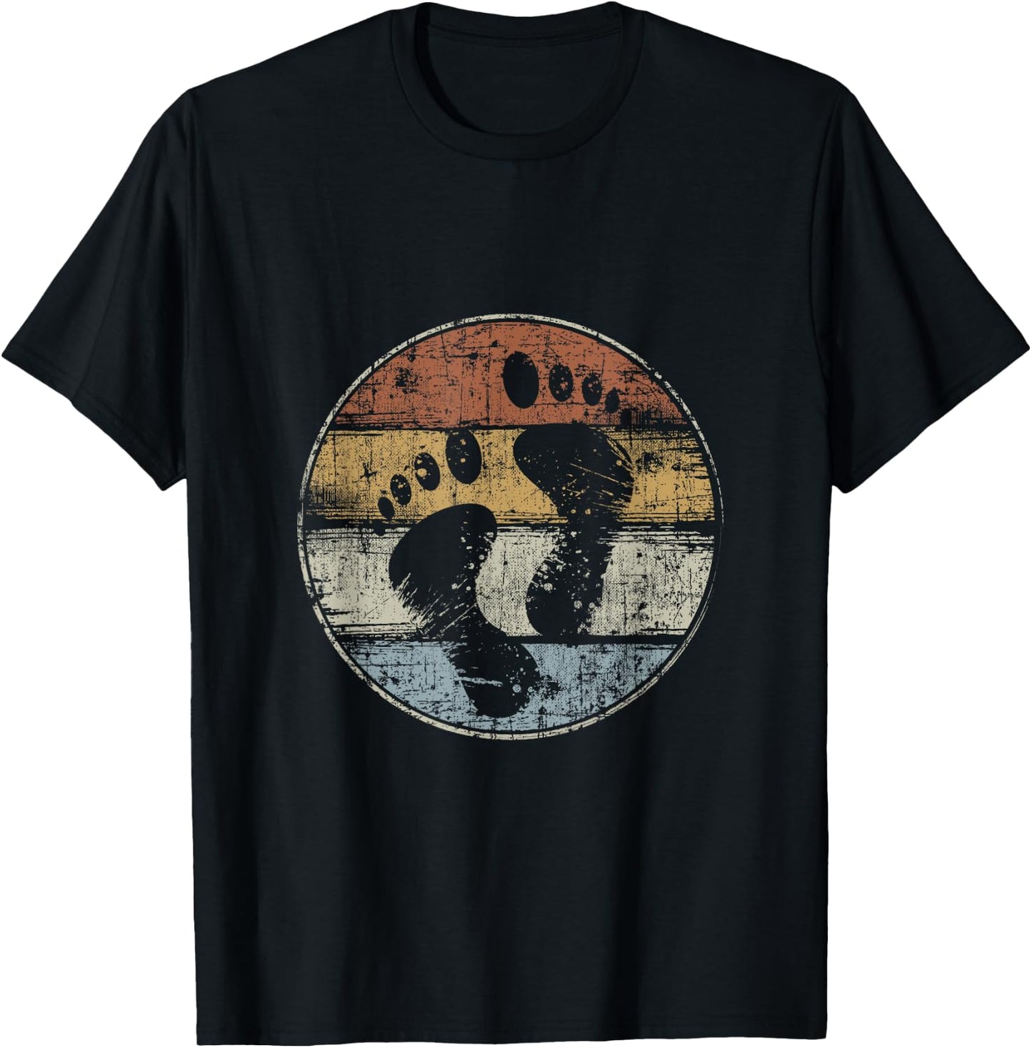 Barefoot Feet Footprint Vintage T-Shirt - T-Shirt | Black