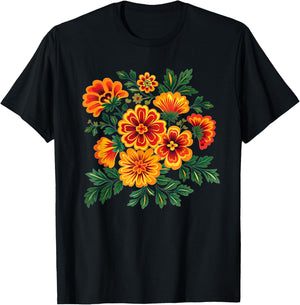 Nice Mexican Cempasuchil Flower for orange Plants Lovers T-Shirt - T-Shirt | Black