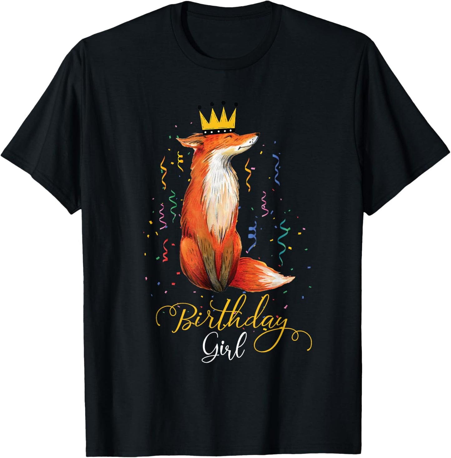 girls animal Lovers Birthday Girl Fox Themed B-day Party T-Shirt - T-Shirt | Black