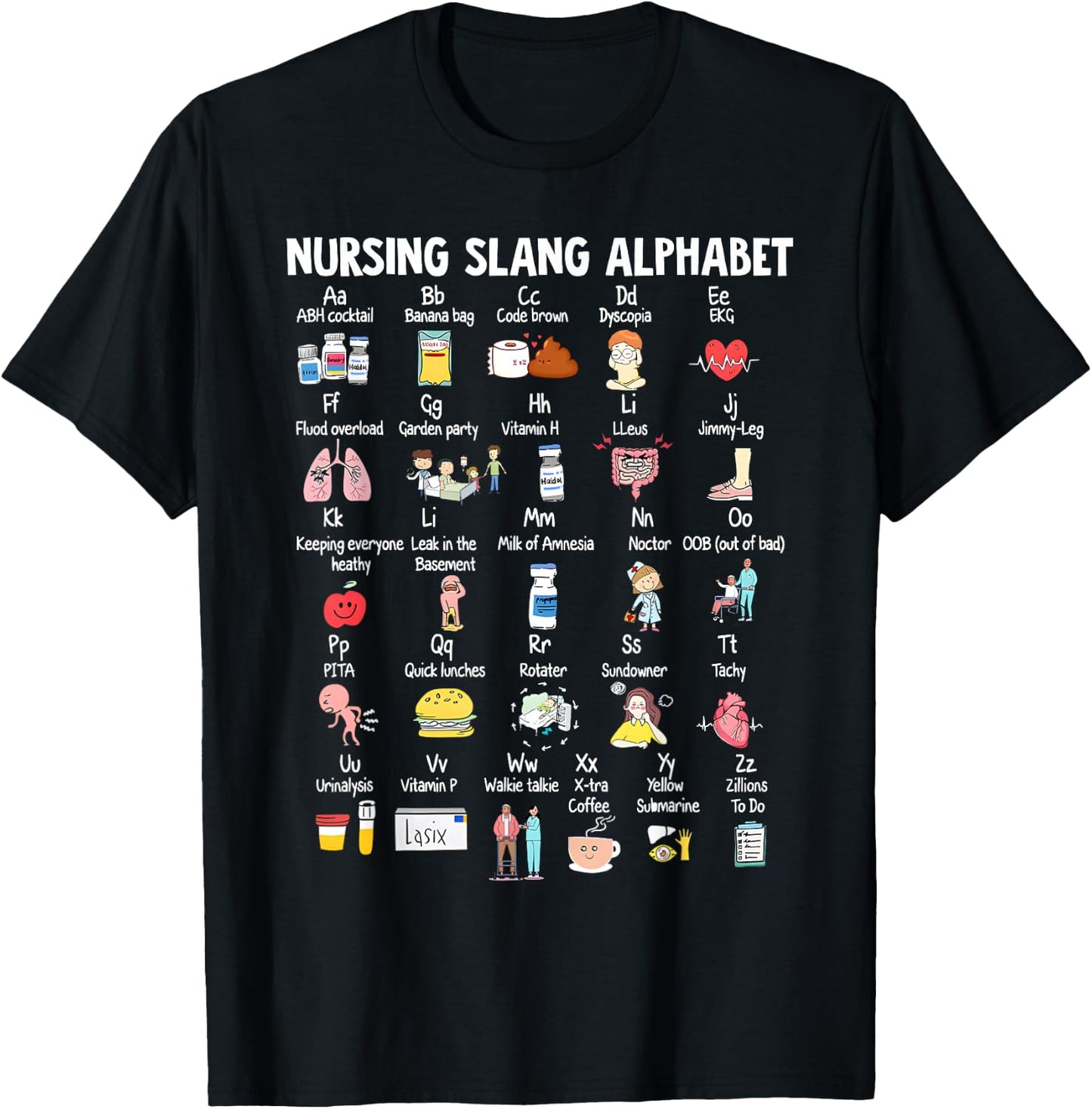 Nurse Funny Nurse Alphabet T Nurse ABCs Registered Nurse Ab T-Shirt - T-Shirt | Black