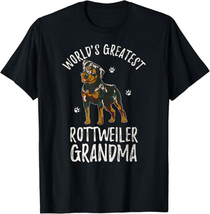 World's Greatest Rottweiler Grandma Funny Rottie Puppy Lover T-Shirt - T-Shirt | Black