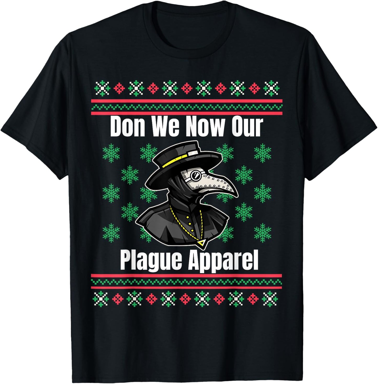 Funny Plague Ugly Christmas Sweater Style T-Shirt - T-Shirt | Black