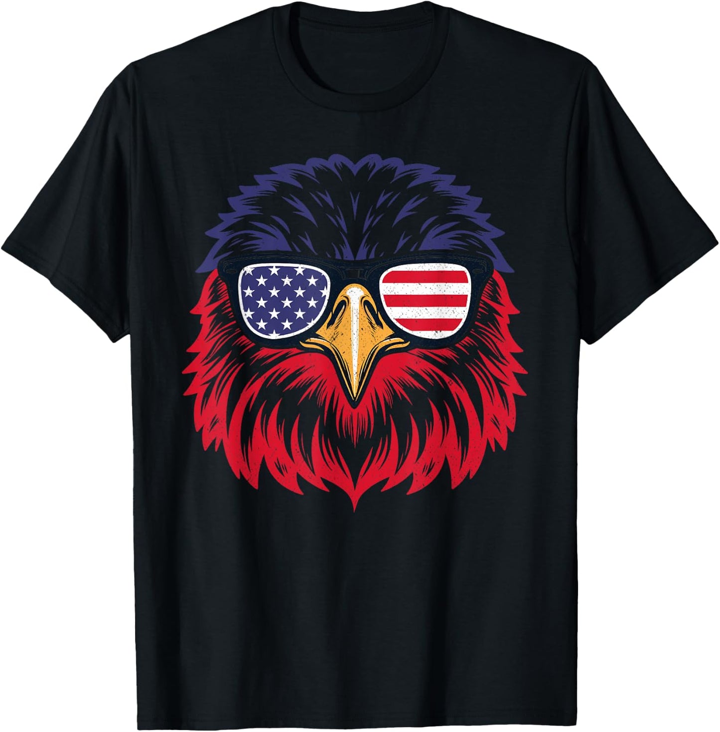 Patriotic Eagle Funny 4th of July US American Flag Men Women T-Shirt - T-Shirt | Black