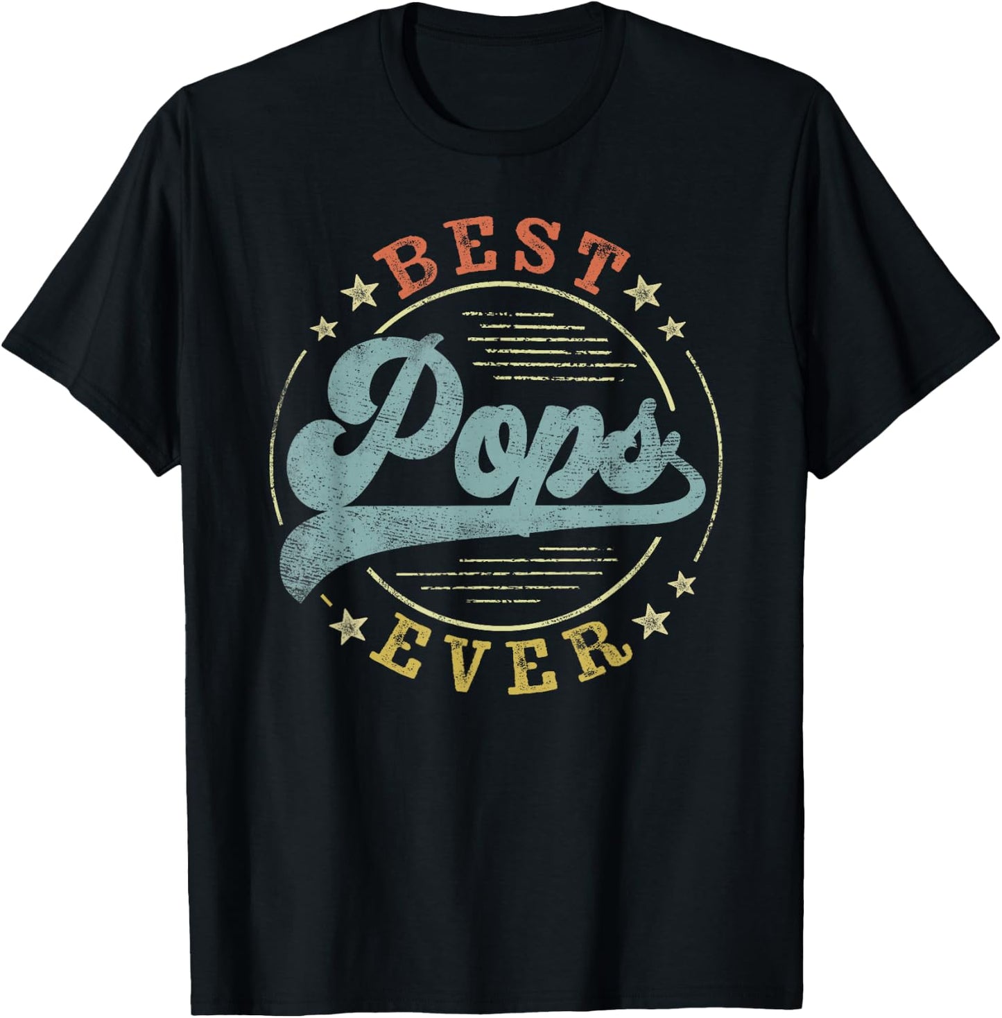 Best Pops Ever Father's Day Pops Gifts Vintage Emblem T-Shirt - T-Shirt | Black