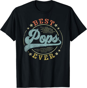 Best Pops Ever Father's Day Pops Gifts Vintage Emblem T-Shirt - T-Shirt | Black