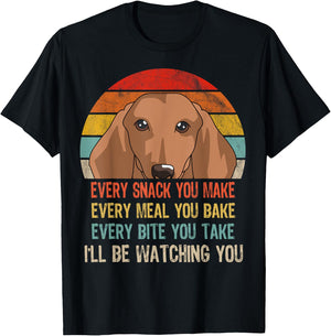 Retro Dachshund Every Snack You Make Every Meal You Bake T-Shirt - T-Shirt | Black