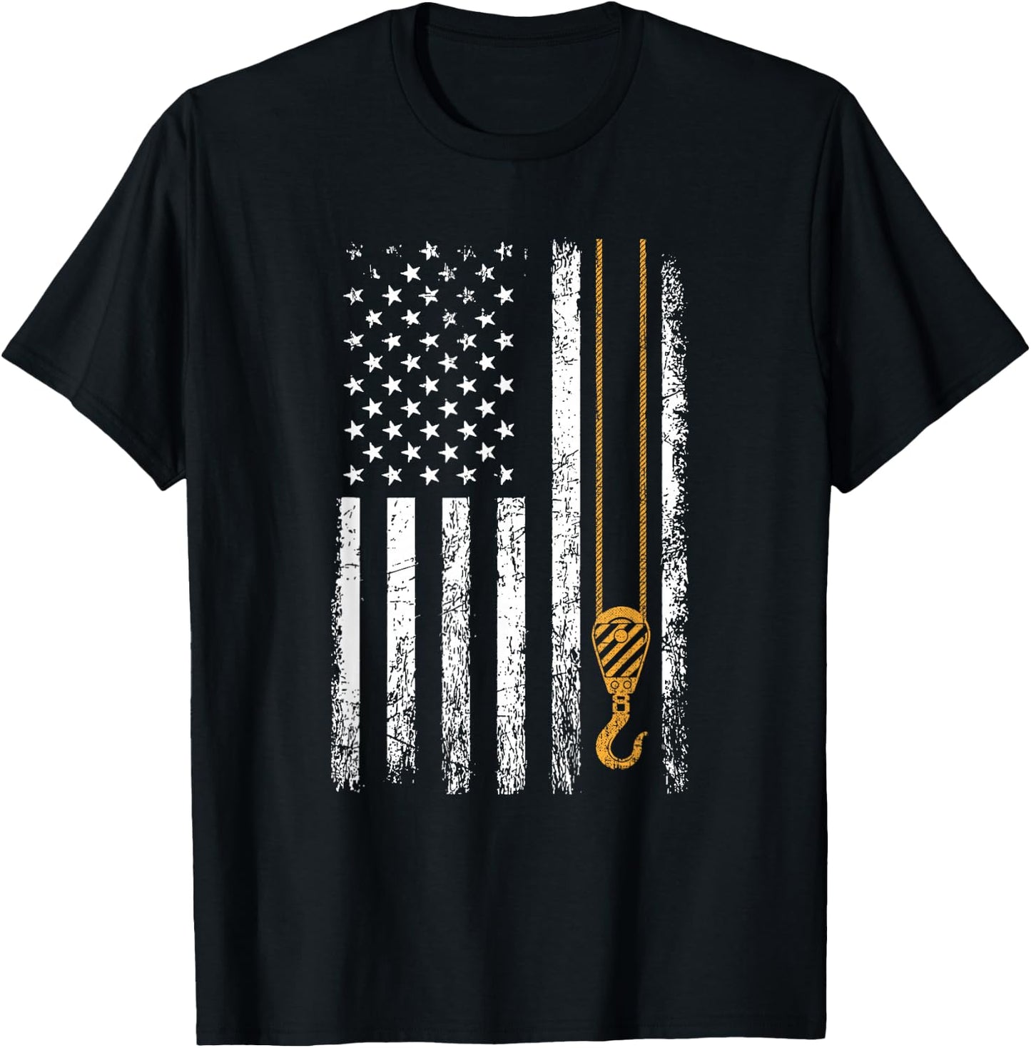 Crane Operator American Flag, Crane Operator T-Shirt - T-Shirt | Black