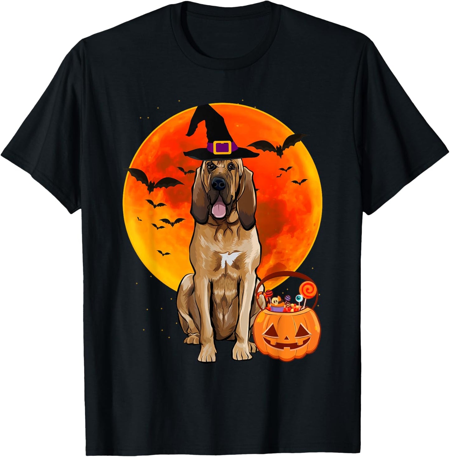 Dog Halloween Bloodhound Jack O Lantern Pumpkin Women T-Shirt - T-Shirt | Black