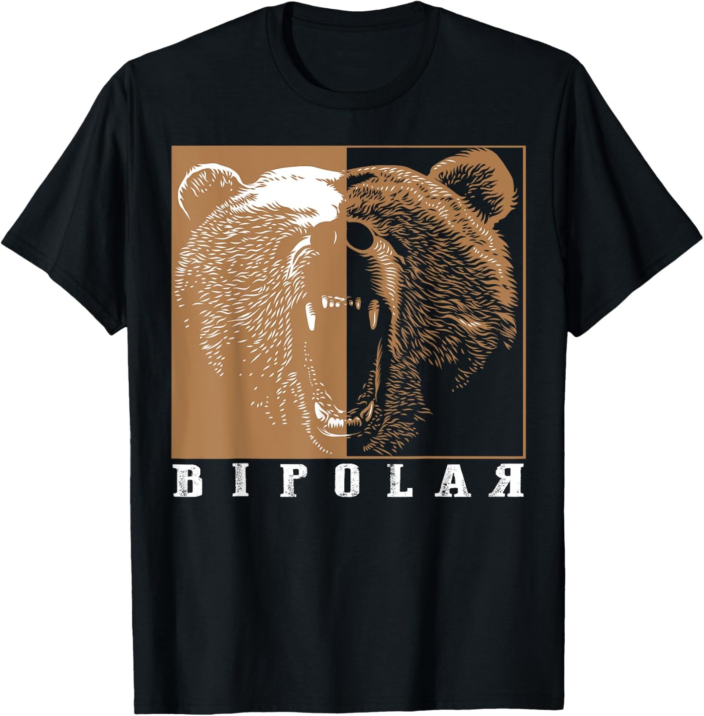 Bipolar | Cute Mental Disorder Polar Bear Gift T-Shirt - T-Shirt | Black
