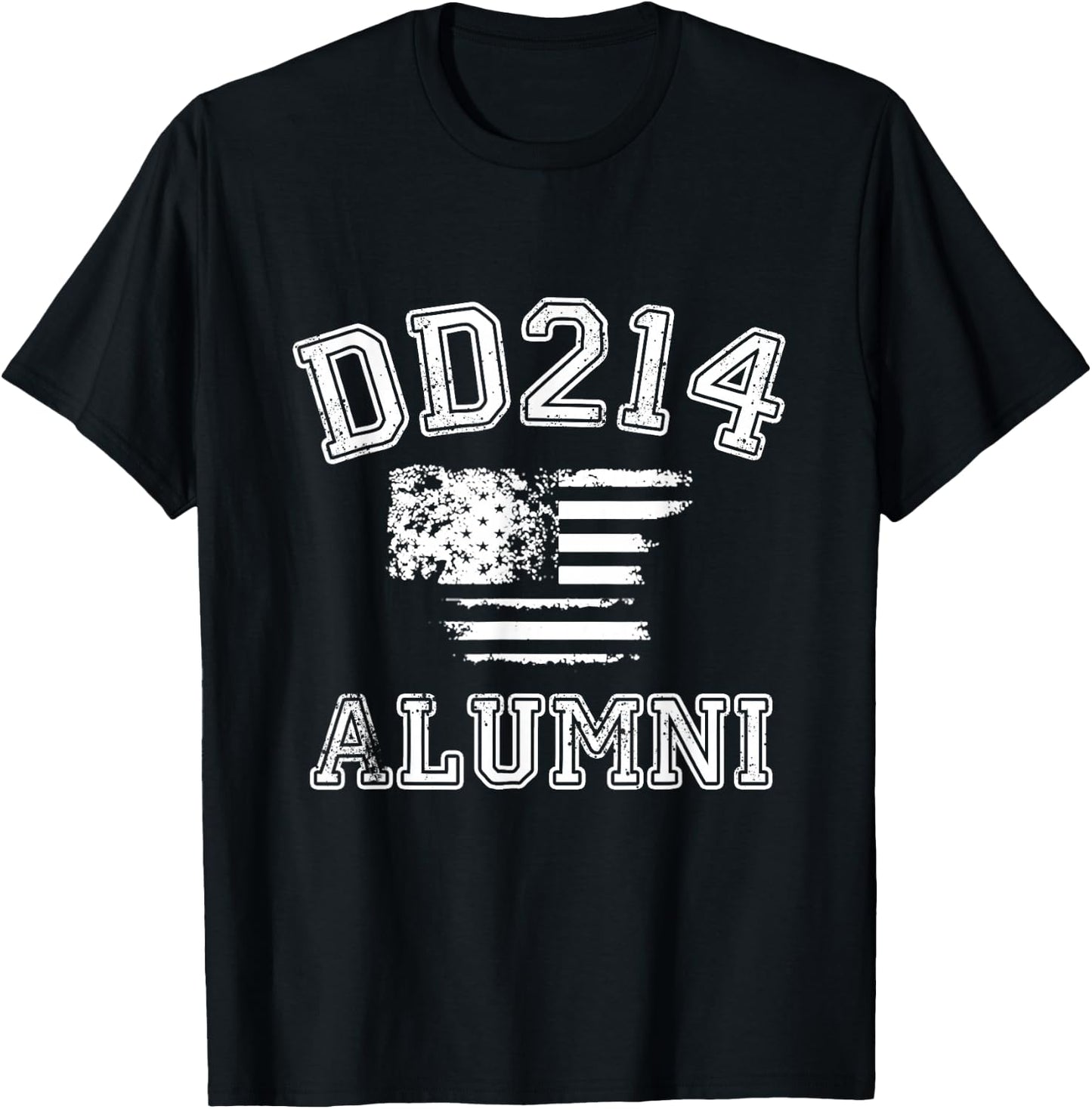 DD214 Alumni Distressed American Flag T-Shirt - T-Shirt | Black