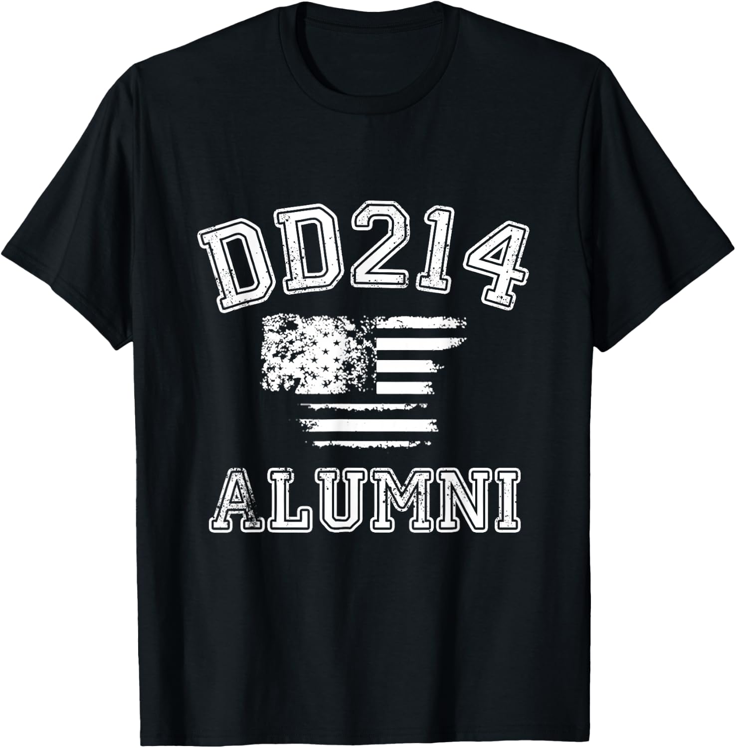 DD214 Alumni Distressed American Flag T-Shirt - T-Shirt | Black