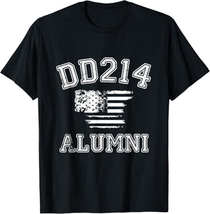 DD214 Alumni Distressed American Flag T-Shirt - T-Shirt | Black