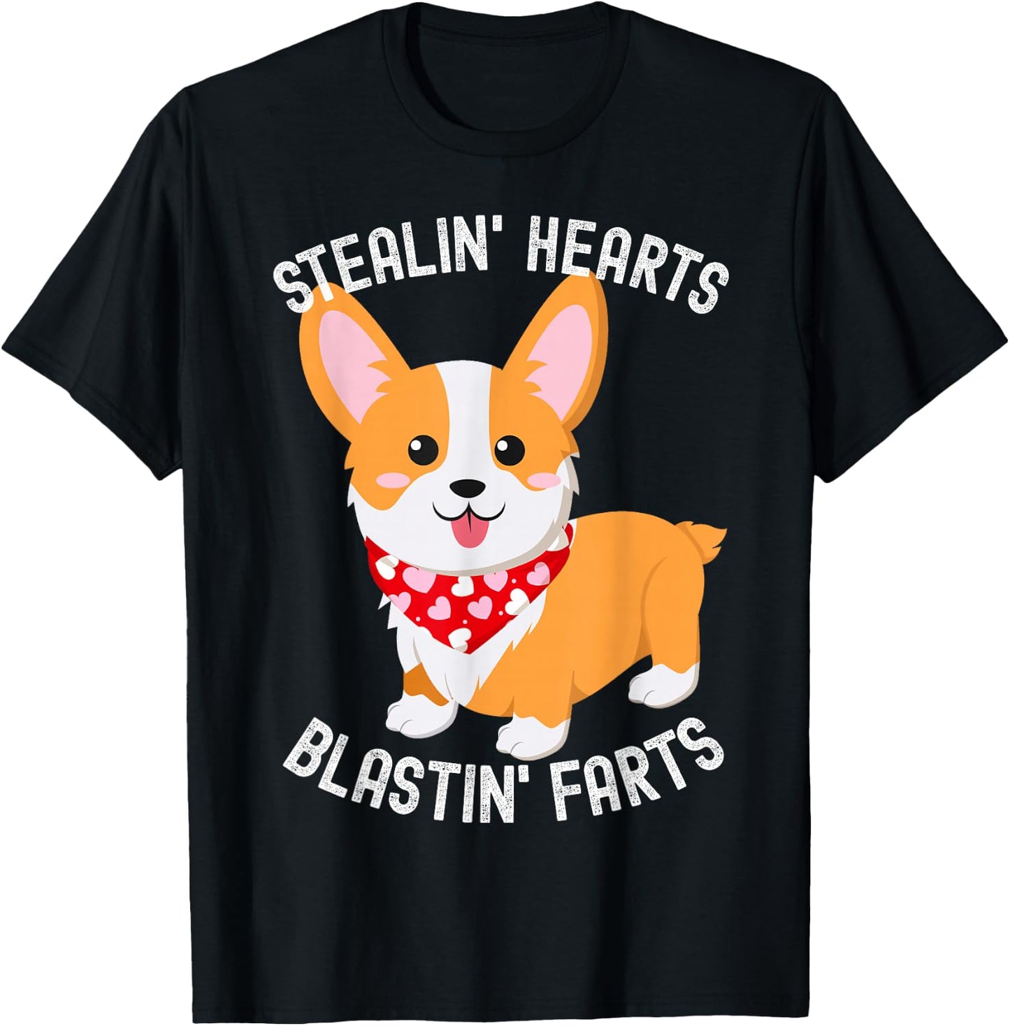Funny Corgi Breakin Hearts Blastin Farts Cute Valentine Dog Women Girls Kids T-Shirt - T-Shirt | Black