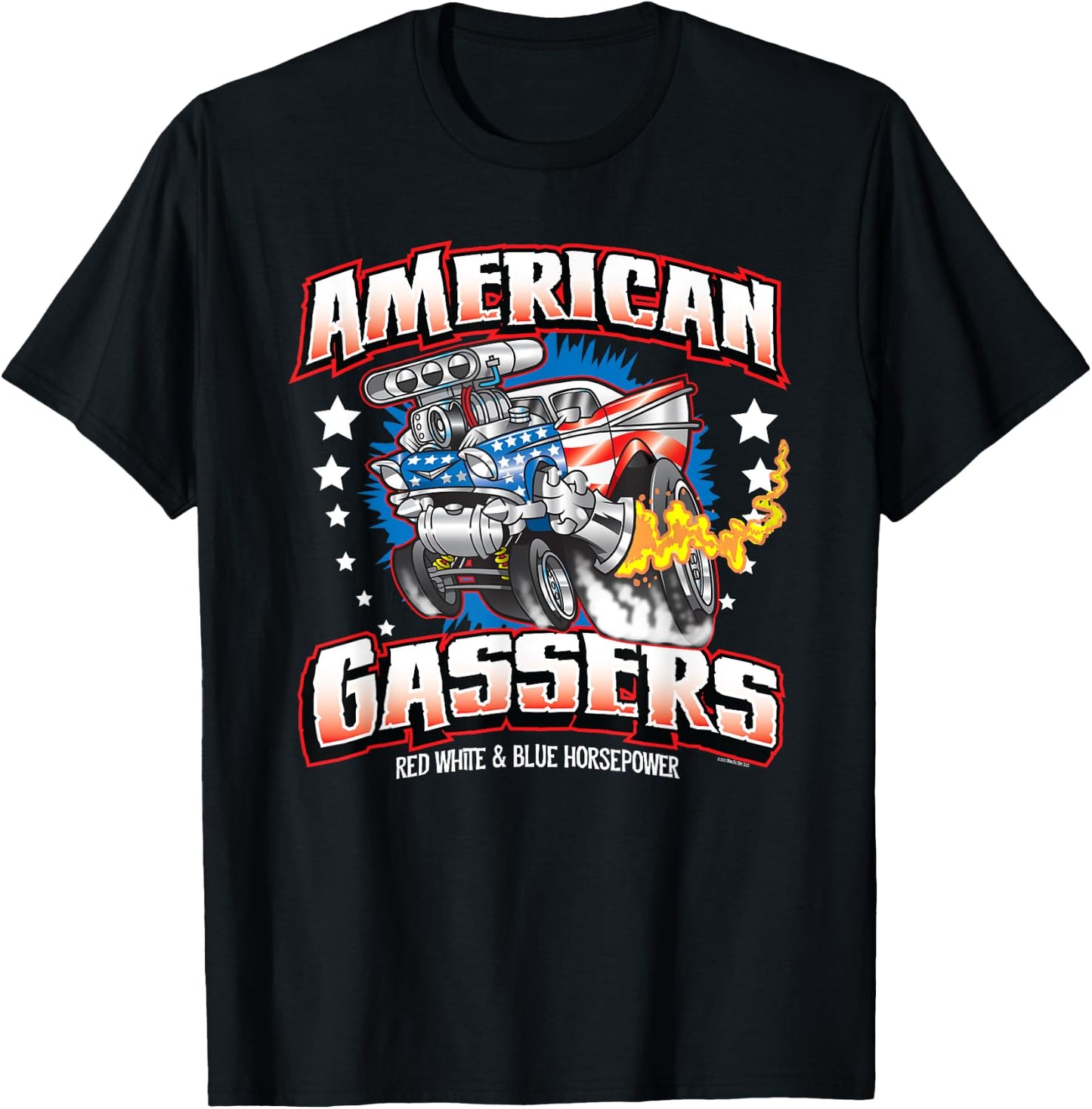 Gasser Hot Rod American Made Classic Car Horsepower T-Shirt - T-Shirt | Black