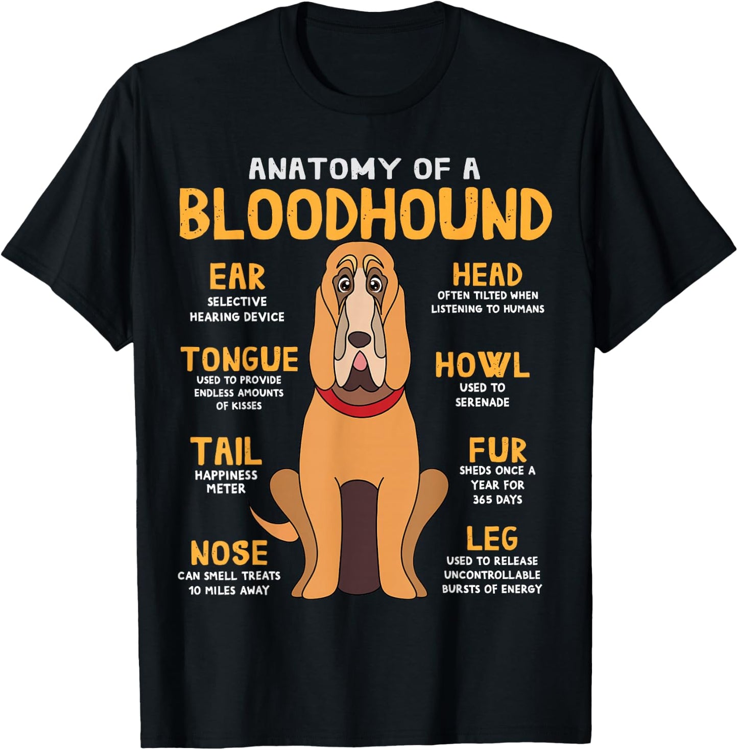 Blood Hound Anatomy Funny Dog Mum Dad Sweet Gift T-Shirt - T-Shirt | Black